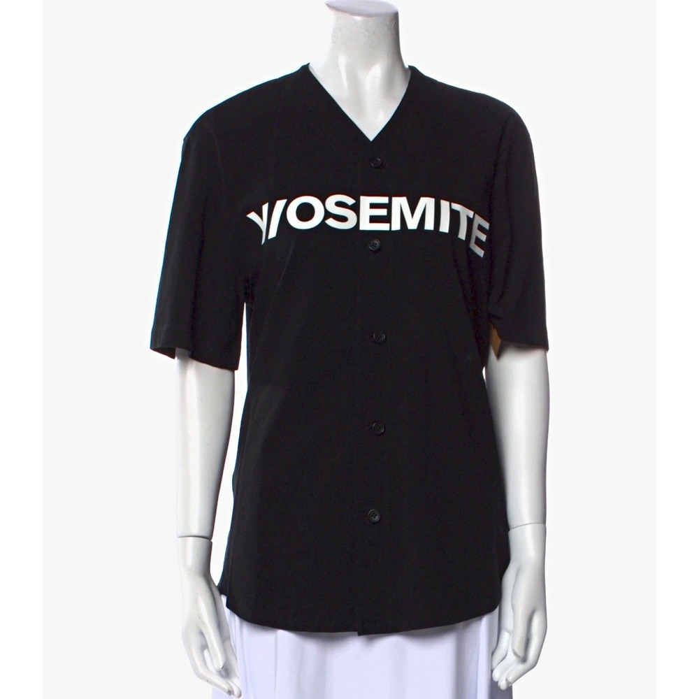 James Perse Yosemite Performance Button Front Baseball Jersey Shirt Black 4